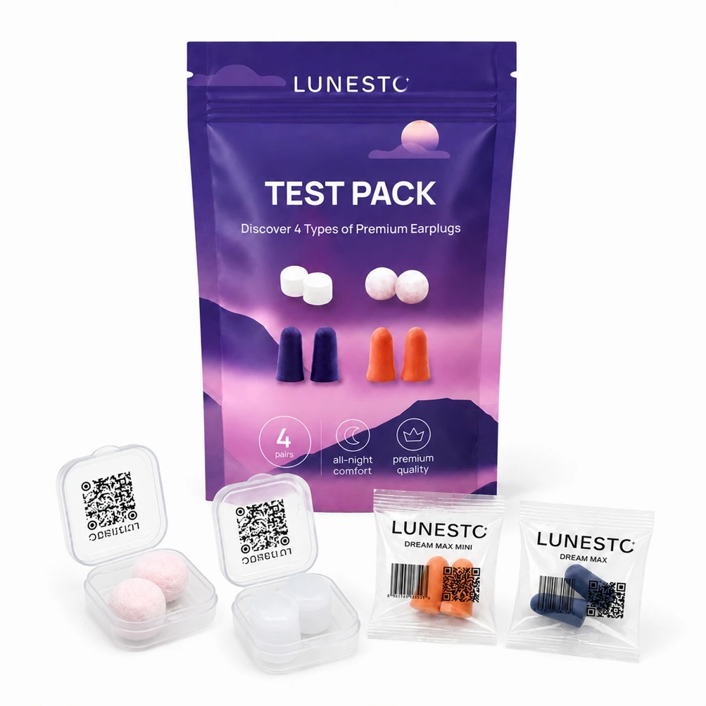 Lunesto Test Pack tartalma hab, viaszos és szilikon füldugók