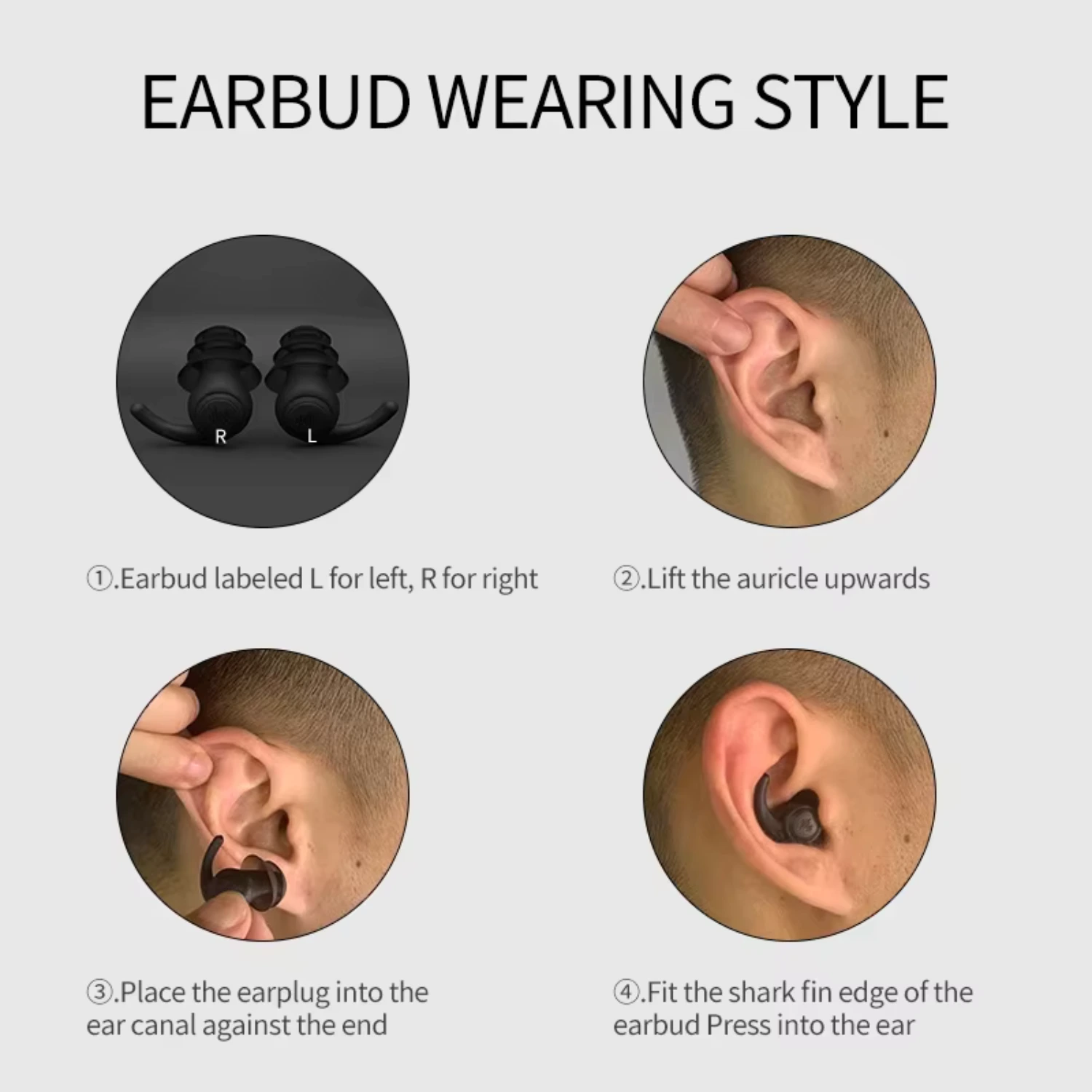 A hárompontos támasztású füldugók ergonomikus formájának részlete